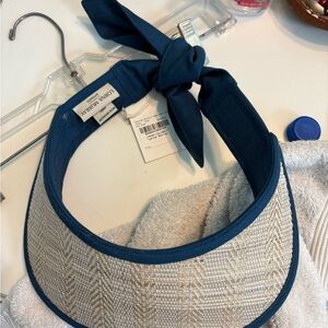 Tommy Bahama Navy Straw Visor with Tie-Back